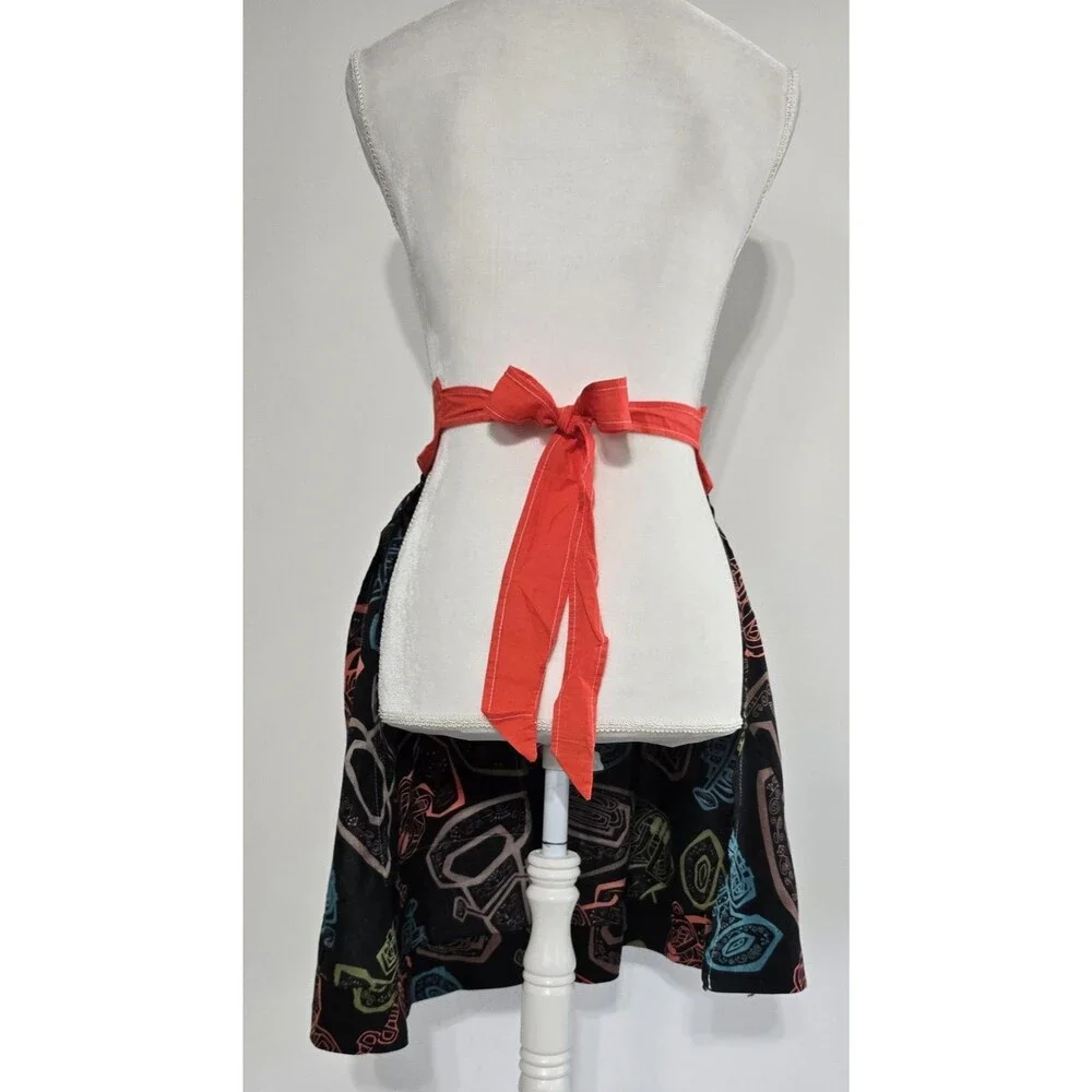 Vintage Half Apron Handmade Jazz Instruments Atomic Print Mid Century Mod MCM